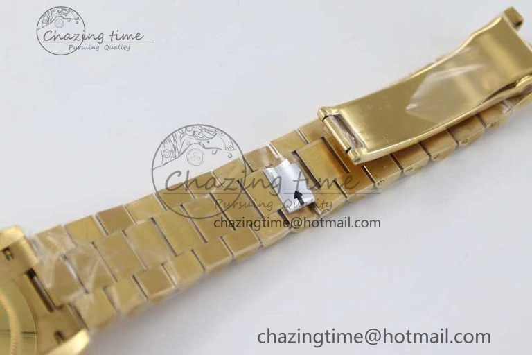 Day Date 40mm YG 904L Steel TWF 1:1 Best Edition Silver Roman Dial on YG Bracelet A2836
