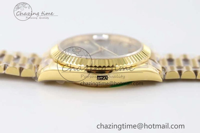Day Date 40mm YG 904L Steel TWF 1:1 Best Edition Silver Roman Dial on YG Bracelet A2836