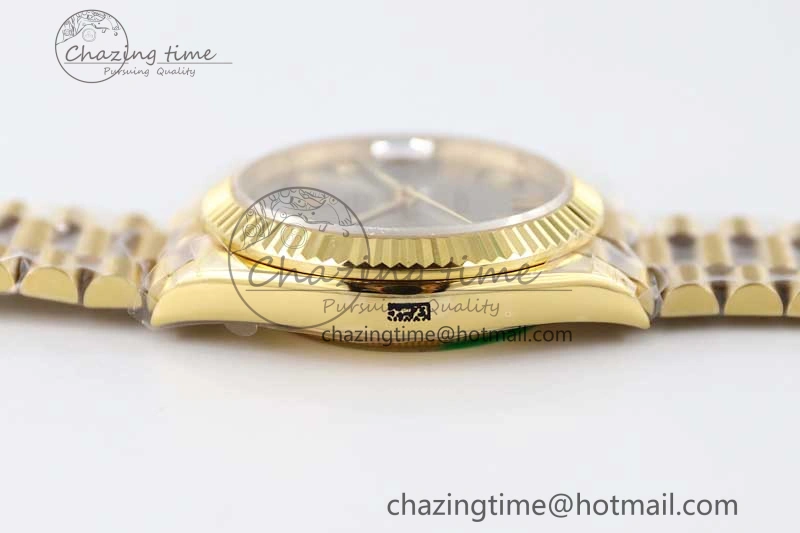 Day Date 40mm YG 904L Steel TWF 1:1 Best Edition Silver Roman Dial on YG Bracelet A2836
