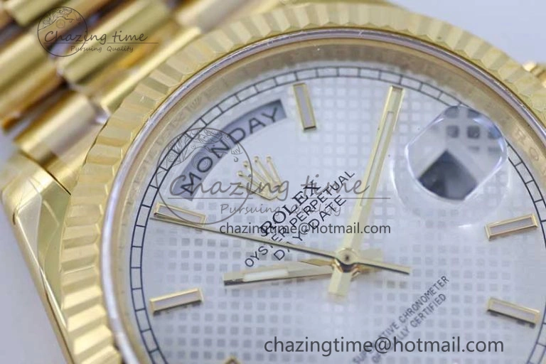 Day Date 40mm YG 904L Steel TWF 1:1 Best Edition White Dial on YG Bracelet A2836