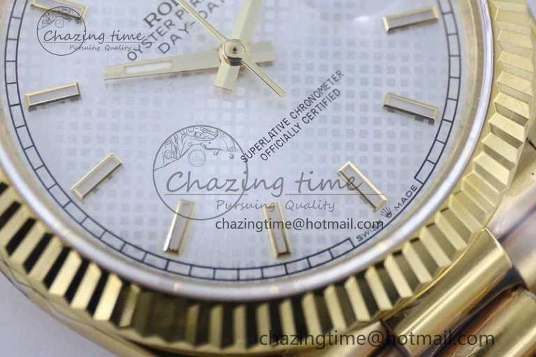Day Date 40mm YG 904L Steel TWF 1:1 Best Edition White Dial on YG Bracelet A2836
