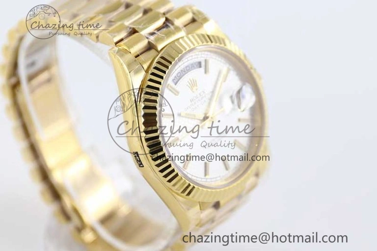 Day Date 40mm YG 904L Steel TWF 1:1 Best Edition White Dial on YG Bracelet A2836