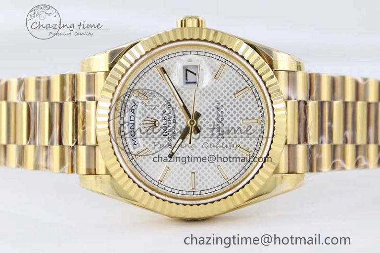 Day Date 40mm YG 904L Steel TWF 1:1 Best Edition White Dial on YG Bracelet A2836