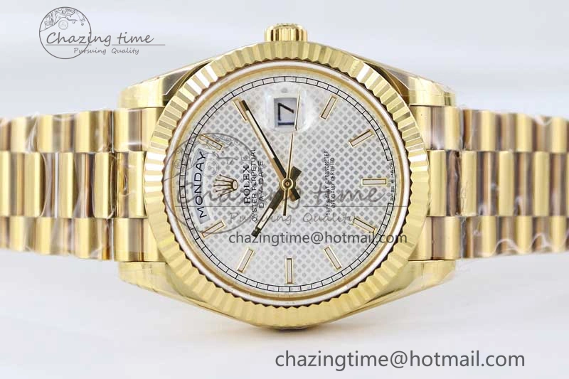Day Date 40mm YG 904L Steel TWF 1:1 Best Edition White Dial on YG Bracelet A2836
