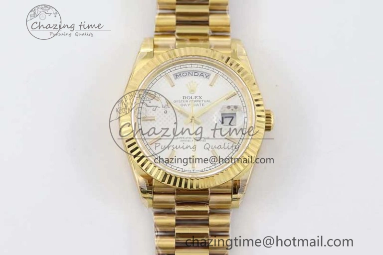 Day Date 40mm YG 904L Steel TWF 1:1 Best Edition White Dial on YG Bracelet A2836