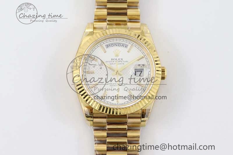 Day Date 40mm YG 904L Steel TWF 1:1 Best Edition White Dial on YG Bracelet A2836