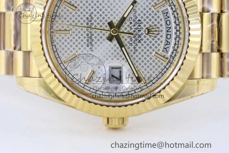 Day Date 40mm YG 904L Steel TWF 1:1 Best Edition White Dial on YG Bracelet A2836