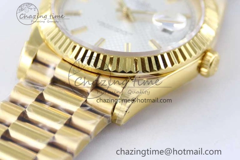 Day Date 40mm YG 904L Steel TWF 1:1 Best Edition White Dial on YG Bracelet A2836