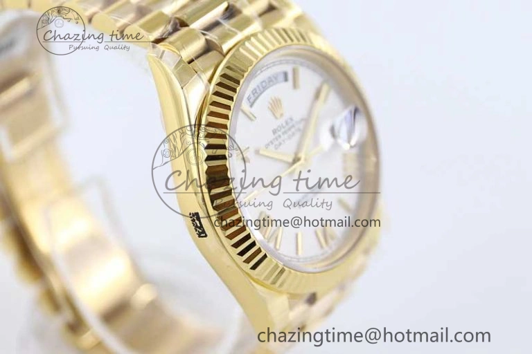 Day Date 40mm YG 904L Steel TWF 1:1 Best Edition White Roman Dial on YG Bracelet A2836