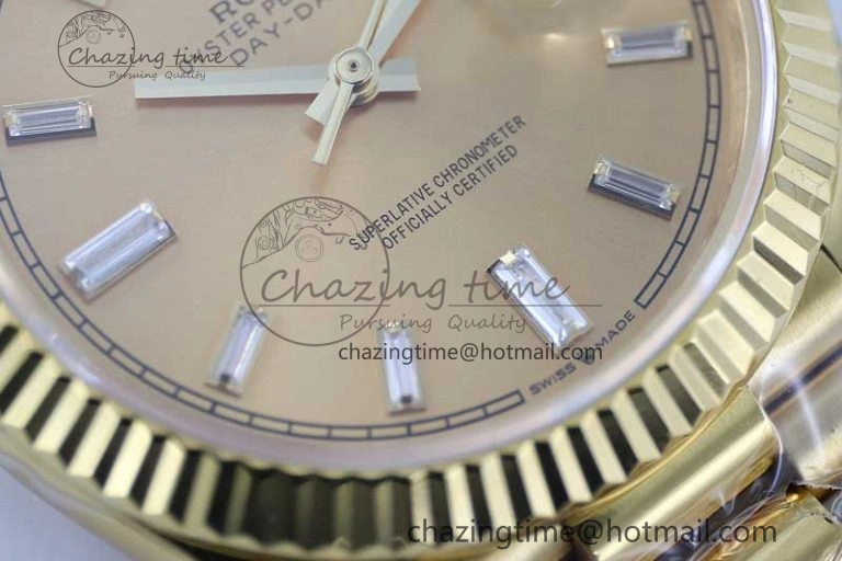 Day Date 40mm YG 904L Steel TWF 1:1 Best Edition YG Crystal Dial on YG Bracelet A2836