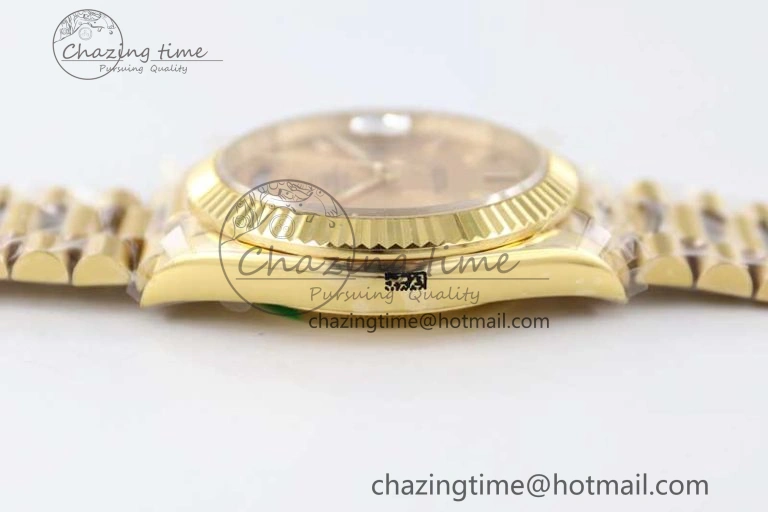 Day Date 40mm YG 904L Steel TWF 1:1 Best Edition YG Crystal Dial on YG Bracelet A2836