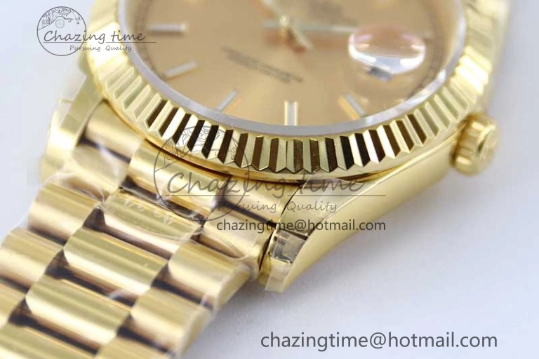Day Date 40mm YG 904L Steel TWF 1:1 Best Edition YG Crystal Dial on YG Bracelet A2836