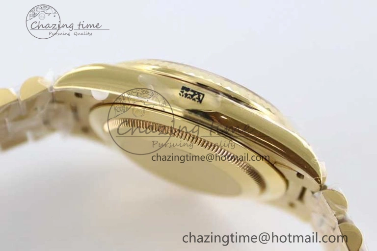 Day Date 40mm YG 904L Steel TWF 1:1 Best Edition YG Roman Dial on YG Bracelet A2836