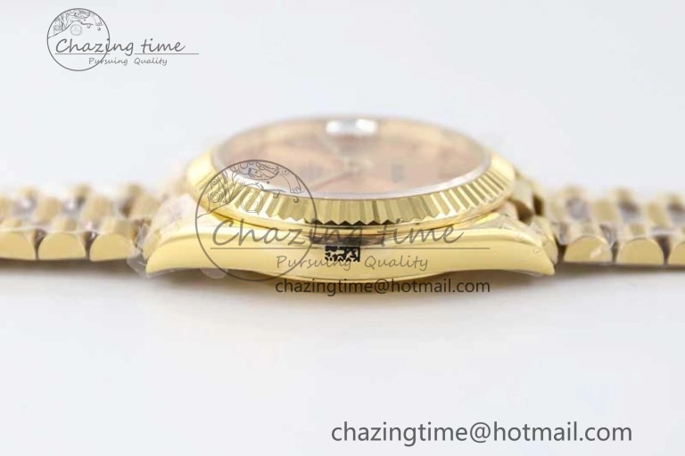 Day Date 40mm YG 904L Steel TWF 1:1 Best Edition YG Roman Dial on YG Bracelet A2836