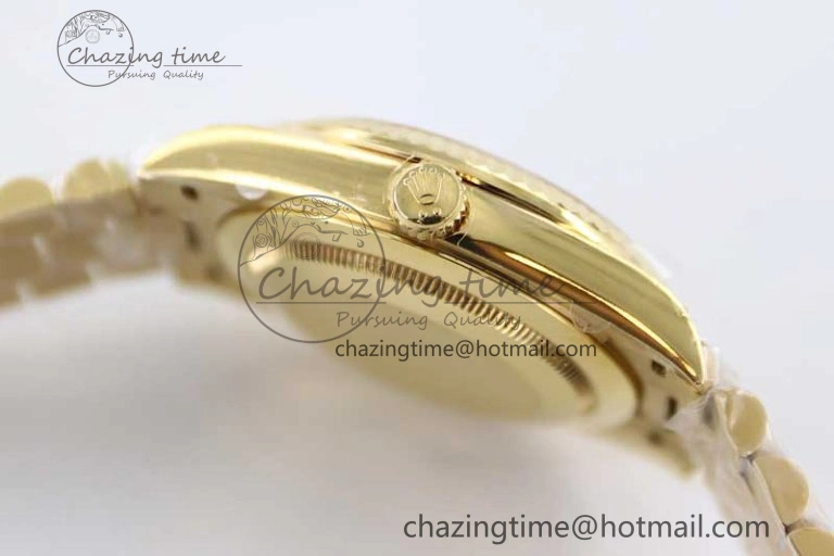 Day Date 40mm YG 904L Steel TWF 1:1 Best Edition YG Roman Dial on YG Bracelet A2836