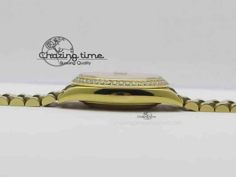 Day Date 40mm YG BP Maker Best Edition Black Dial Diamond Bezel On YG Bracelet A2836