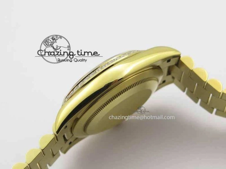 Day Date 40mm YG BP Maker Best Edition Black Dial Diamond Bezel On YG Bracelet A2836