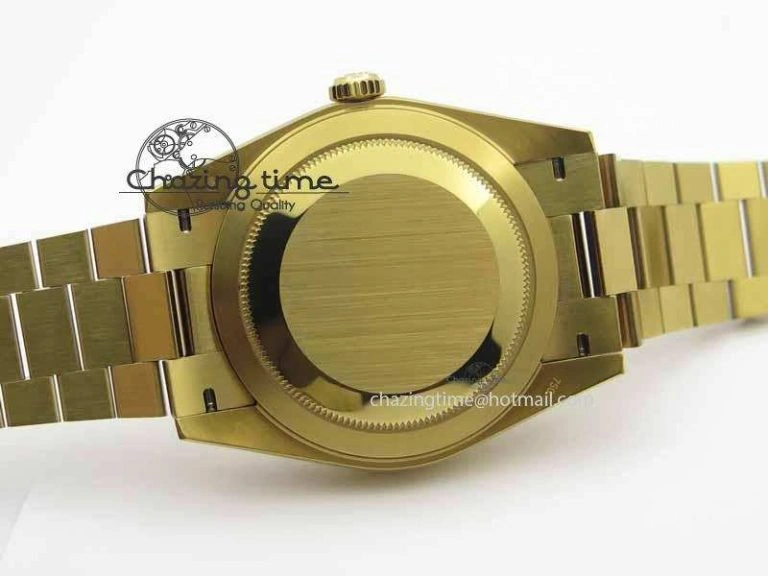 Day Date 40mm YG BP Maker Best Edition Black Dial Diamond Markers On YG Bracelet A2836