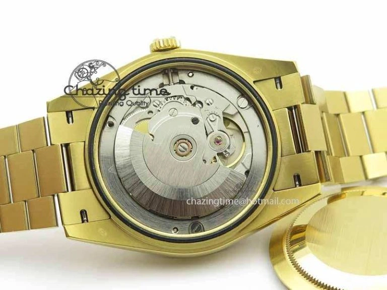 Day Date 40mm YG BP Maker Best Edition Black Dial Diamond Markers On YG Bracelet A2836