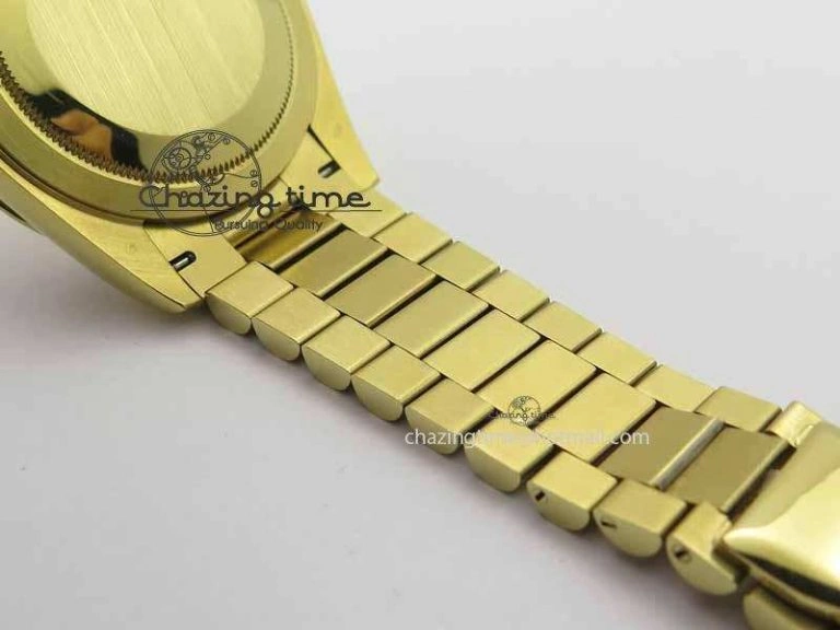 Day Date 40mm YG BP Maker Best Edition Black Dial Diamond Markers On YG Bracelet A2836
