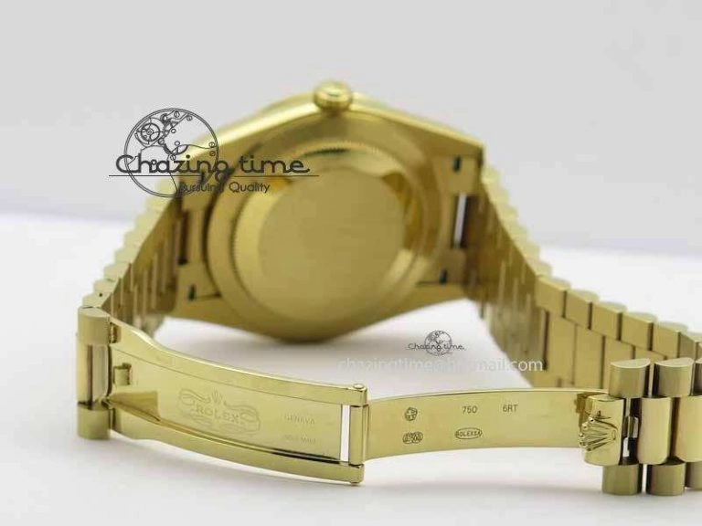 Day Date 40mm YG BP Maker Best Edition Black Dial Diamond Markers On YG Bracelet A2836