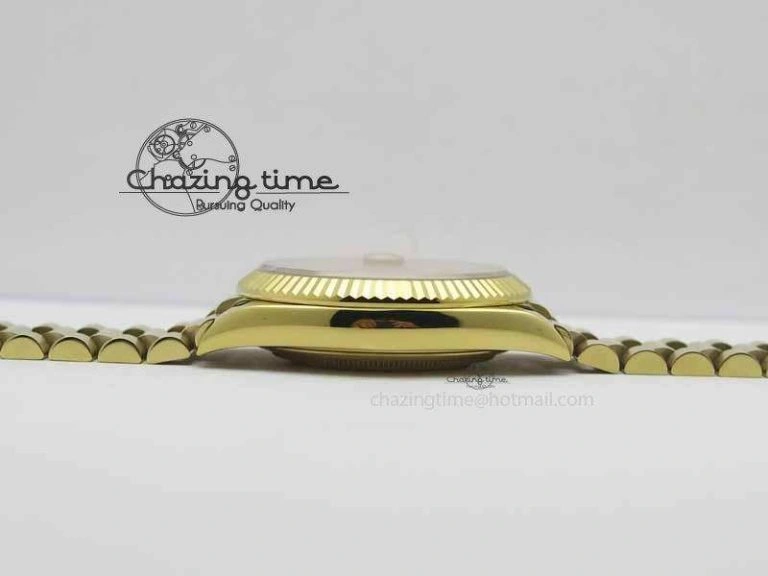 Day Date 40mm YG BP Maker Best Edition Black Dial Diamond Markers On YG Bracelet A2836