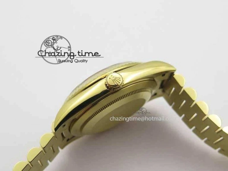 Day Date 40mm YG BP Maker Best Edition Black Dial Diamond Markers On YG Bracelet A2836
