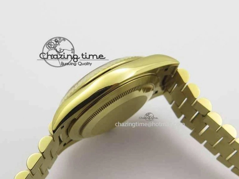 Day Date 40mm YG BP Maker Best Edition Black Dial Diamond Markers On YG Bracelet A2836