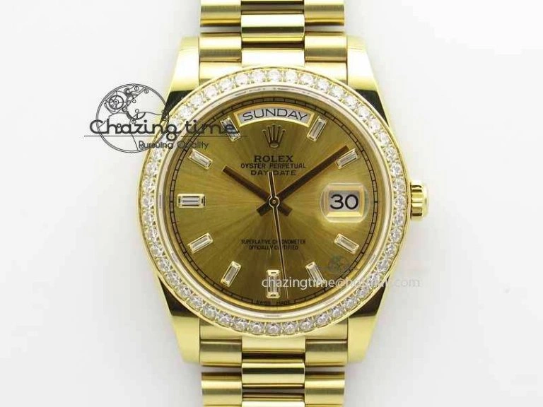 Day Date 40mm YG BP Maker Best Edition YG Dial Diamond Bezel On YG Bracelet A2836