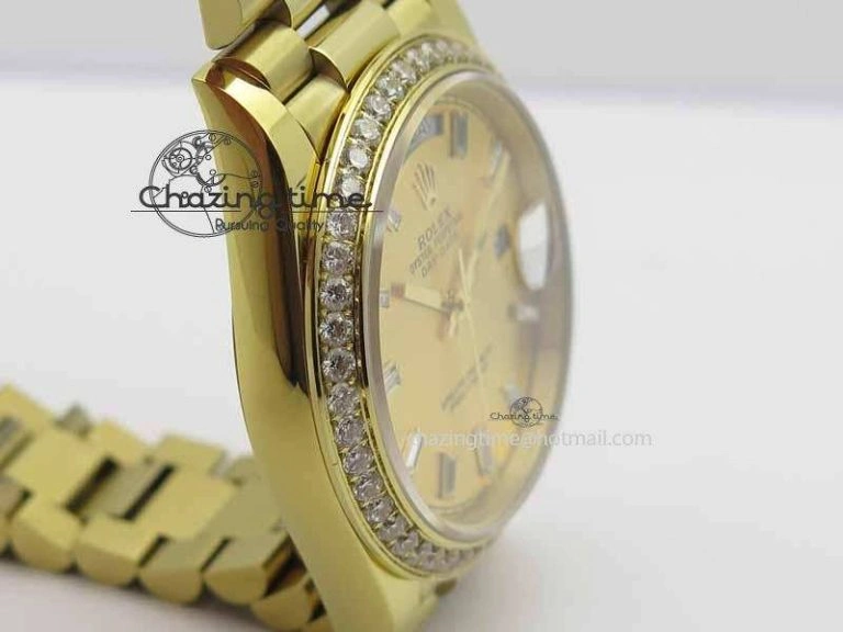Day Date 40mm YG BP Maker Best Edition YG Dial Diamond Bezel On YG Bracelet A2836