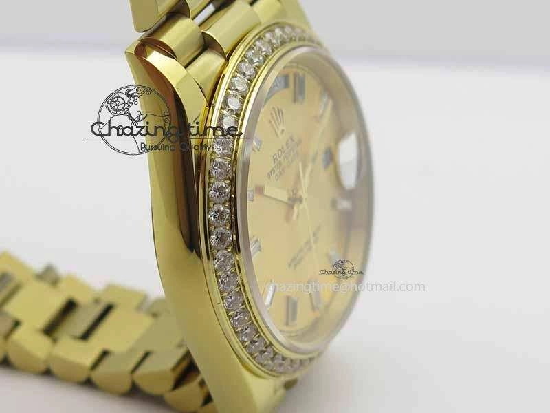 Day Date 40mm YG BP Maker Best Edition YG Dial Diamond Bezel On YG Bracelet A2836