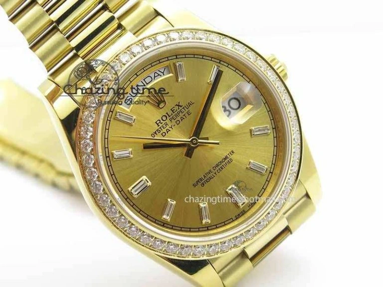Day Date 40mm YG BP Maker Best Edition YG Dial Diamond Bezel On YG Bracelet A2836