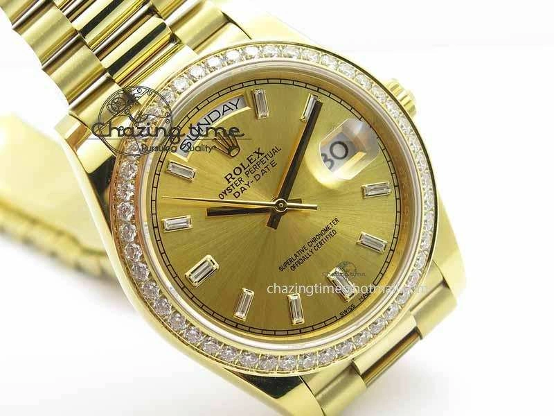 Day Date 40mm YG BP Maker Best Edition YG Dial Diamond Bezel On YG Bracelet A2836