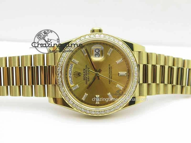 Day Date 40mm YG BP Maker Best Edition YG Dial Diamond Bezel On YG Bracelet A2836
