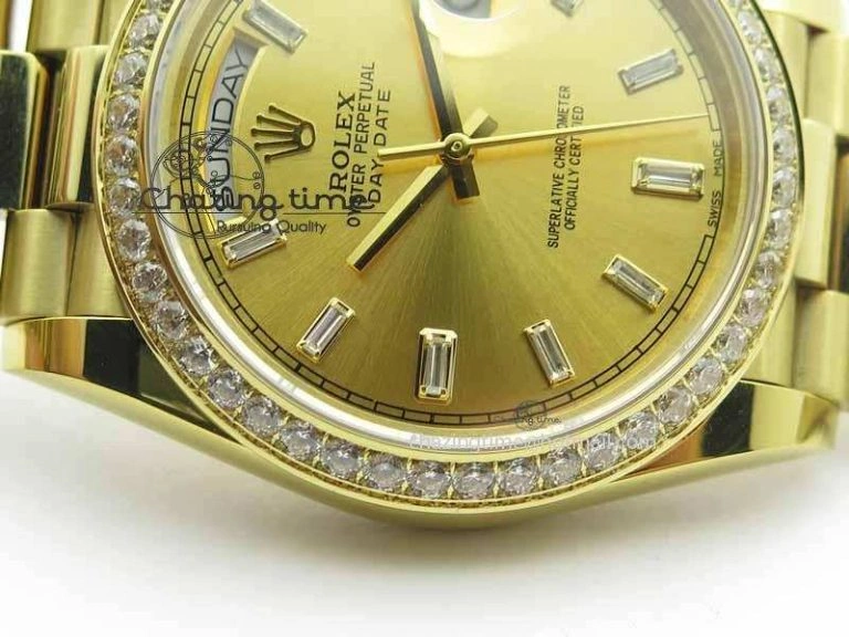 Day Date 40mm YG BP Maker Best Edition YG Dial Diamond Bezel On YG Bracelet A2836