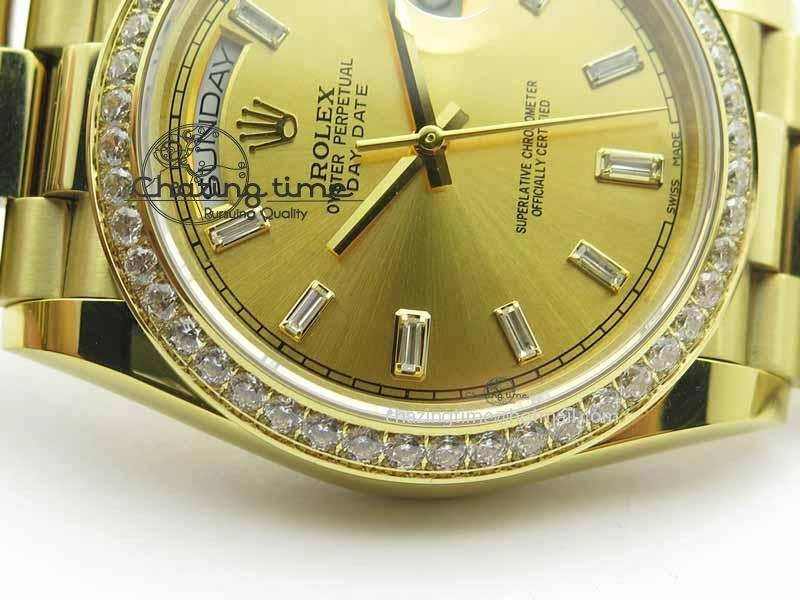 Day Date 40mm YG BP Maker Best Edition YG Dial Diamond Bezel On YG Bracelet A2836