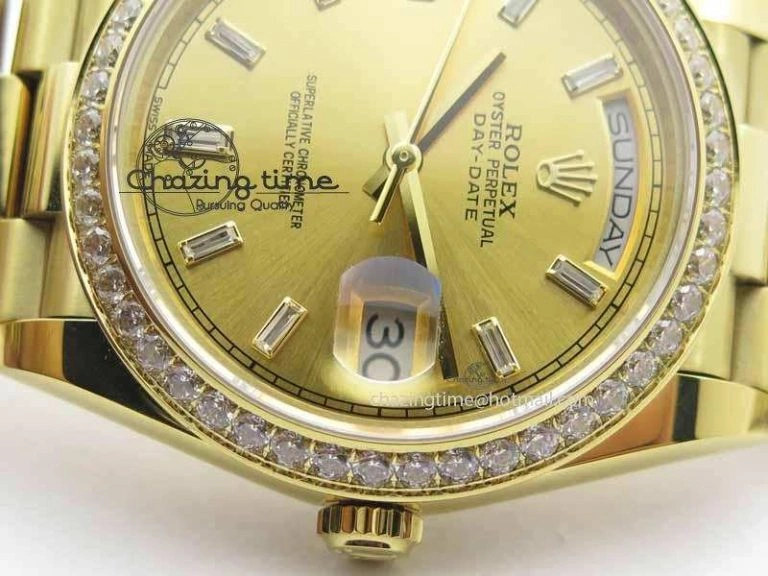 Day Date 40mm YG BP Maker Best Edition YG Dial Diamond Bezel On YG Bracelet A2836