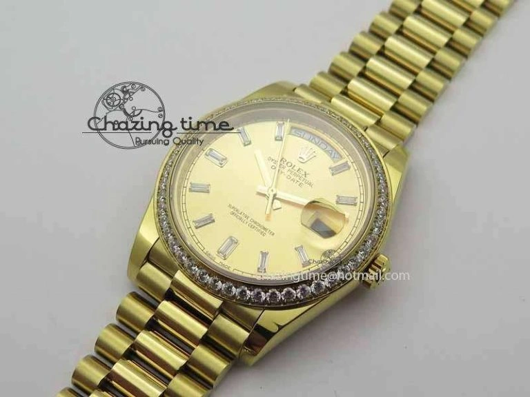 Day Date 40mm YG BP Maker Best Edition YG Dial Diamond Bezel On YG Bracelet A2836
