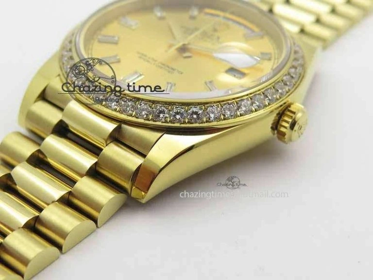 Day Date 40mm YG BP Maker Best Edition YG Dial Diamond Bezel On YG Bracelet A2836