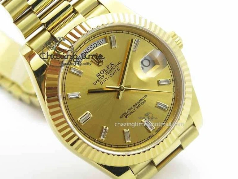 Day Date 40mm YG BP Maker Best Edition YG Dial Diamond Markers On YG Bracelet A2836