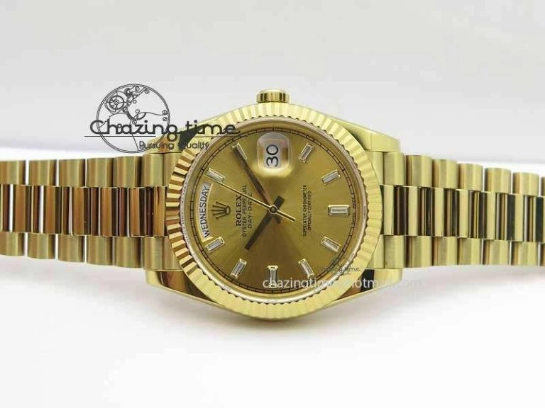Day Date 40mm YG BP Maker Best Edition YG Dial Diamond Markers On YG Bracelet A2836