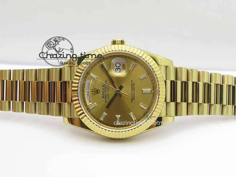 Day Date 40mm YG BP Maker Best Edition YG Dial Diamond Markers On YG Bracelet A2836