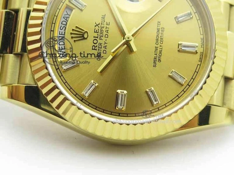 Day Date 40mm YG BP Maker Best Edition YG Dial Diamond Markers On YG Bracelet A2836