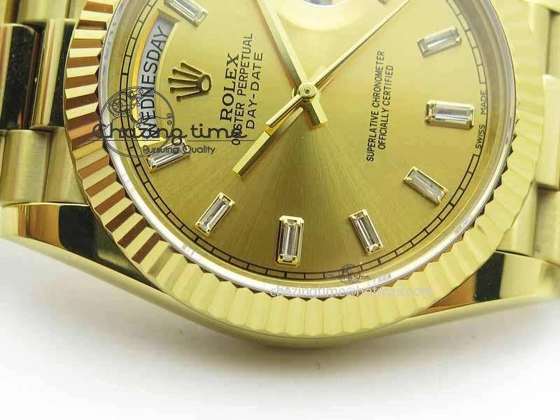 Day Date 40mm YG BP Maker Best Edition YG Dial Diamond Markers On YG Bracelet A2836