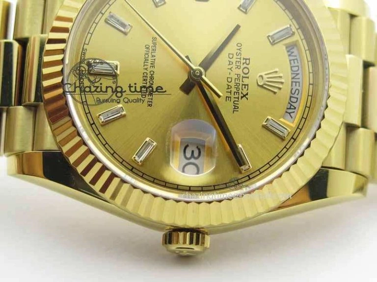Day Date 40mm YG BP Maker Best Edition YG Dial Diamond Markers On YG Bracelet A2836