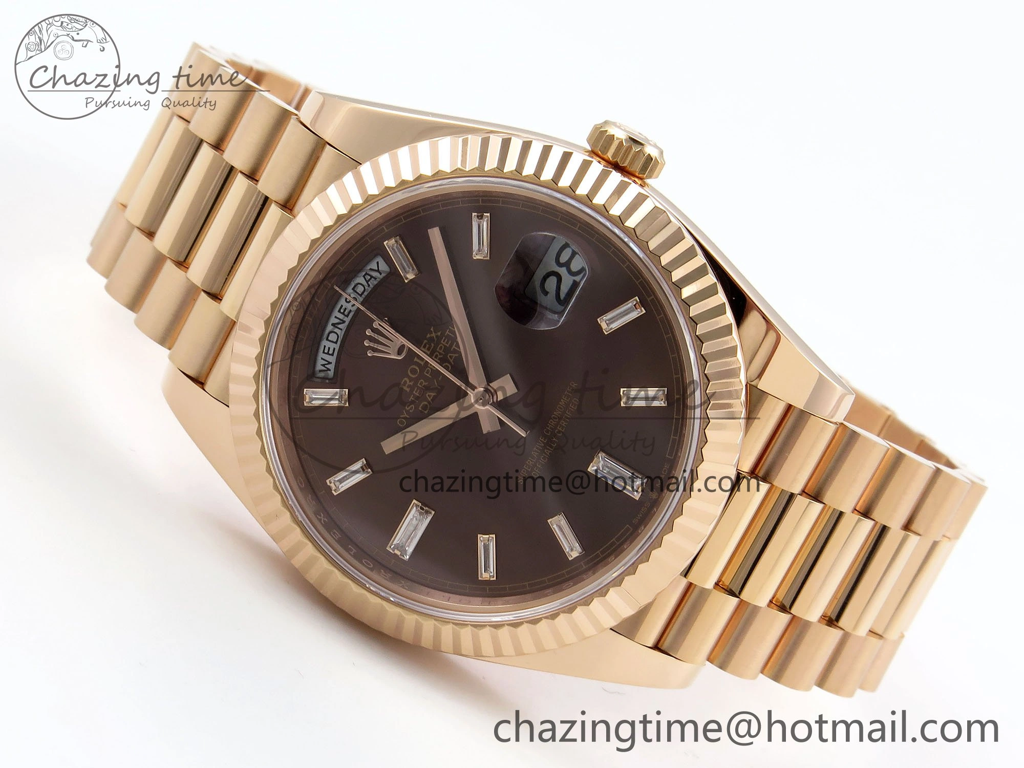 DayDate 40 228235 ARF 904L Steel Brown Crystal Dial on President Bracelet VR3255