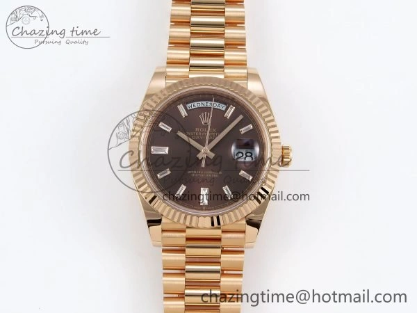 DayDate 40 228235 ARF 904L Steel Brown Crystal Dial on President Bracelet VR3255