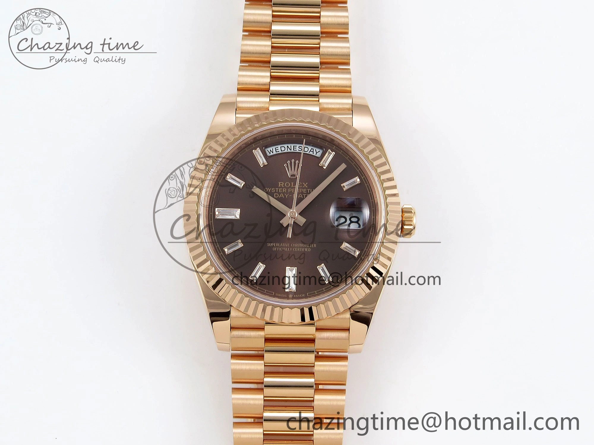 DayDate 40 228235 ARF 904L Steel Brown Crystal Dial on President Bracelet VR3255