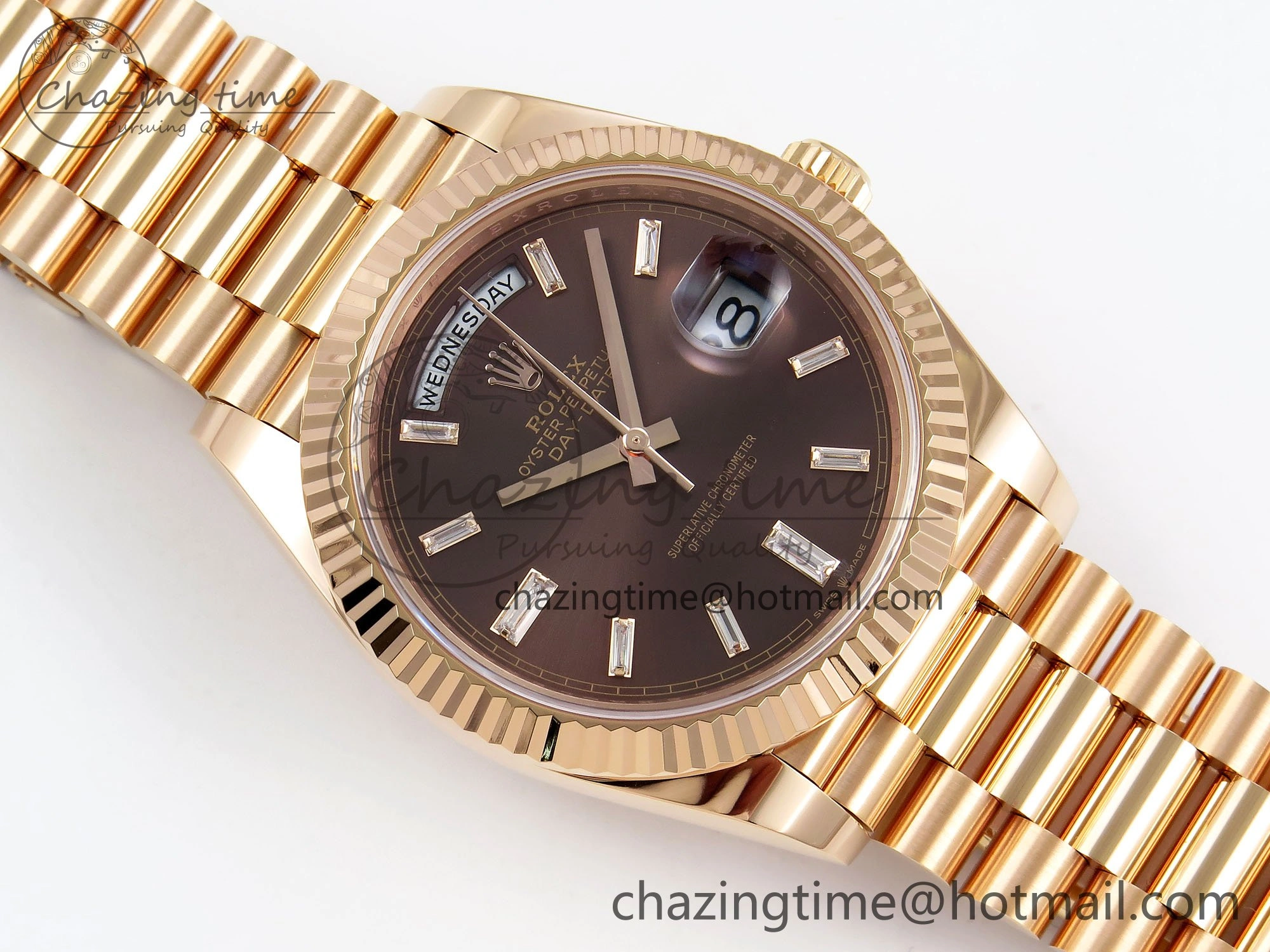 DayDate 40 228235 ARF 904L Steel Brown Crystal Dial on President Bracelet VR3255