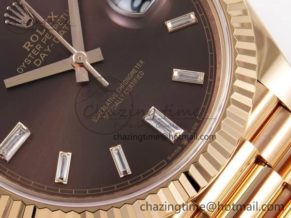 DayDate 40 228235 ARF 904L Steel Brown Crystal Dial on President Bracelet VR3255